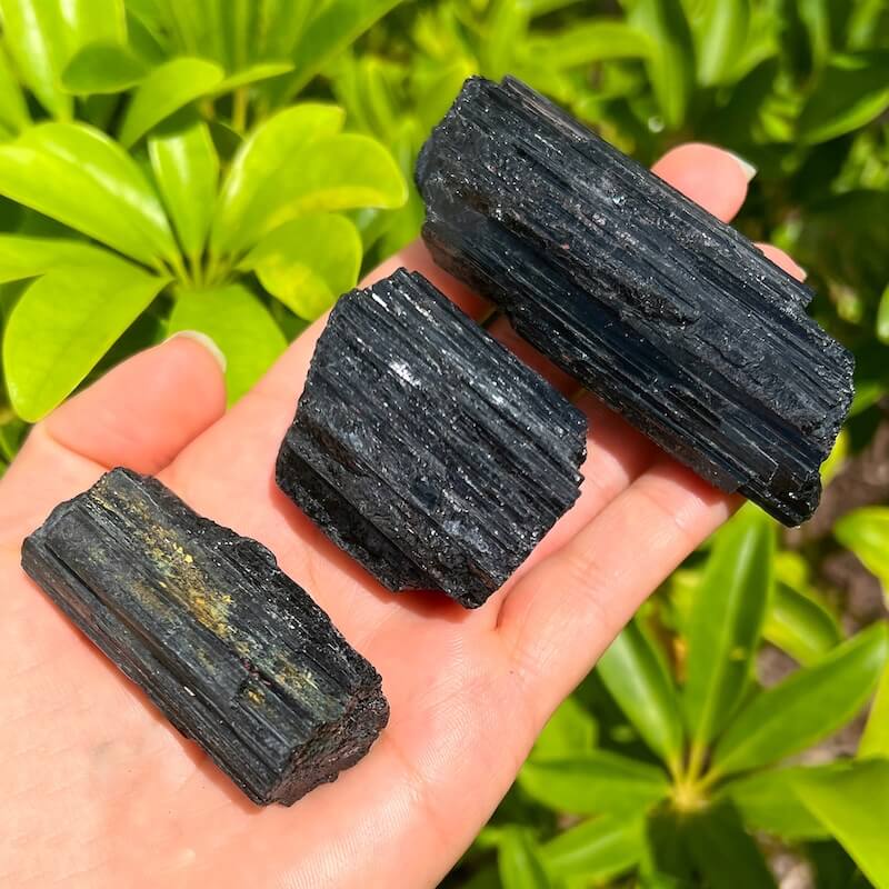 Shop for Black Tourmaline Crystal Chunks -  Rough Tourmaline at Magic Crystals . Black Tourmaline is a perfect mineral to protect your aura. FREE SHIPPING available. Tourmaline Raw stones. Genuine black tourmaline discs, pointers, crystals and stones.