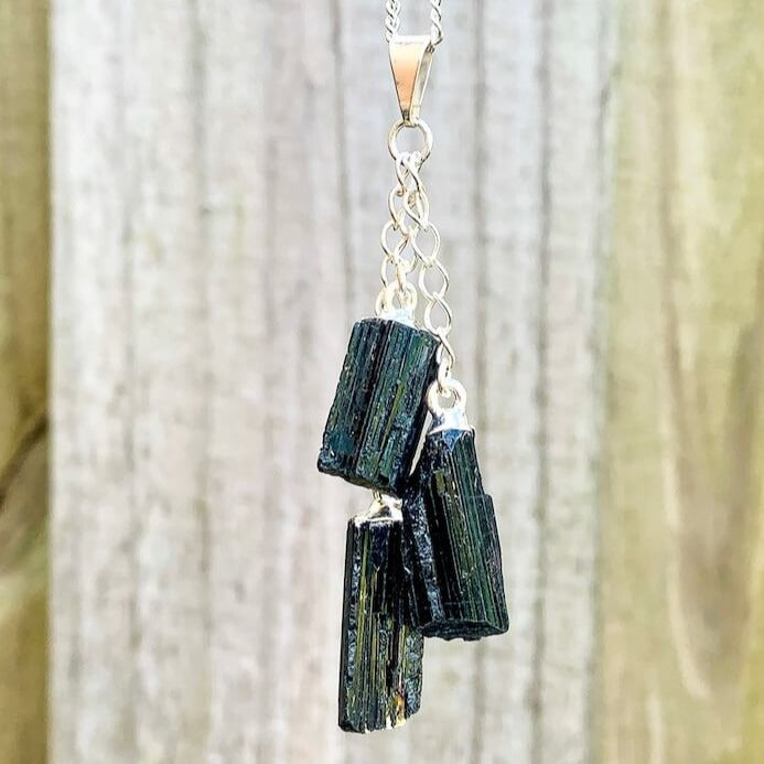Black Tourmaline Rough Crystal Wrapped Necklace | Tinkerbells Emporium