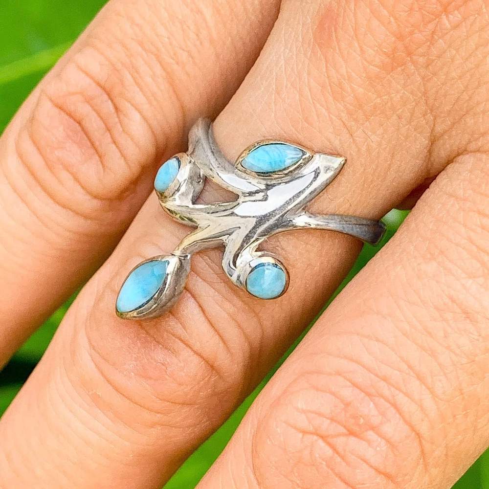 Larimar shops ioloite sterling silver ring