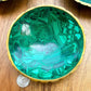 Buy Malachite Home decor? Shop at Magic Crystals for Genuine Malachite Round Bowl - Malachite from Congo, Circular Malachite Bowl with Gold Rim Great for Crystal Grids. malachite aesthetic, malachite jewelry, malachite stone, malachite crystal meaning. Malachite is known as a protection stone.