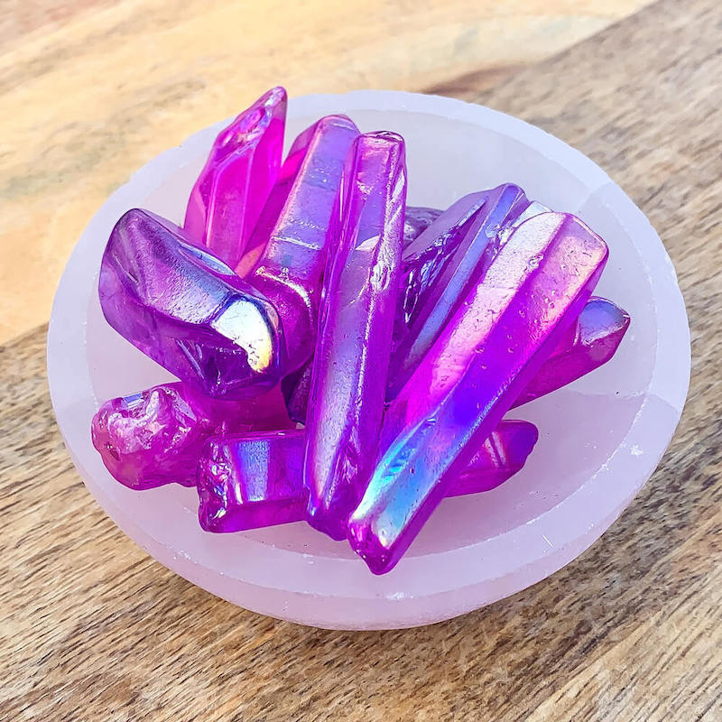 Purple Aura Quartz Crystal Points. Deep Rich Purple Angel Aura 