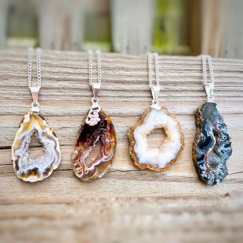 Raw Crystal Pendant Necklace, Natural Crystal Jewelry