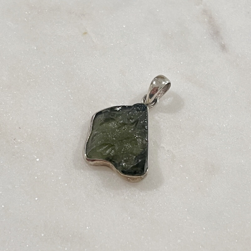 Authentic 1.18 - 2.58 grams Moldavite Meteorite Gemstone Sterling Silver Necklace