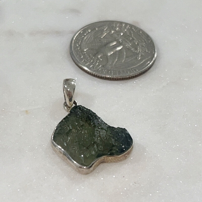 Authentic 1.18 - 2.58 grams Moldavite Meteorite Gemstone Sterling Silver Necklace