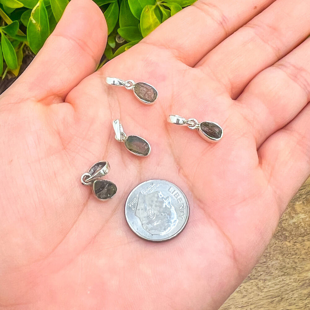 Raw Moldavite Rectangle Shaped Necklace Sterling | Moldavite Life