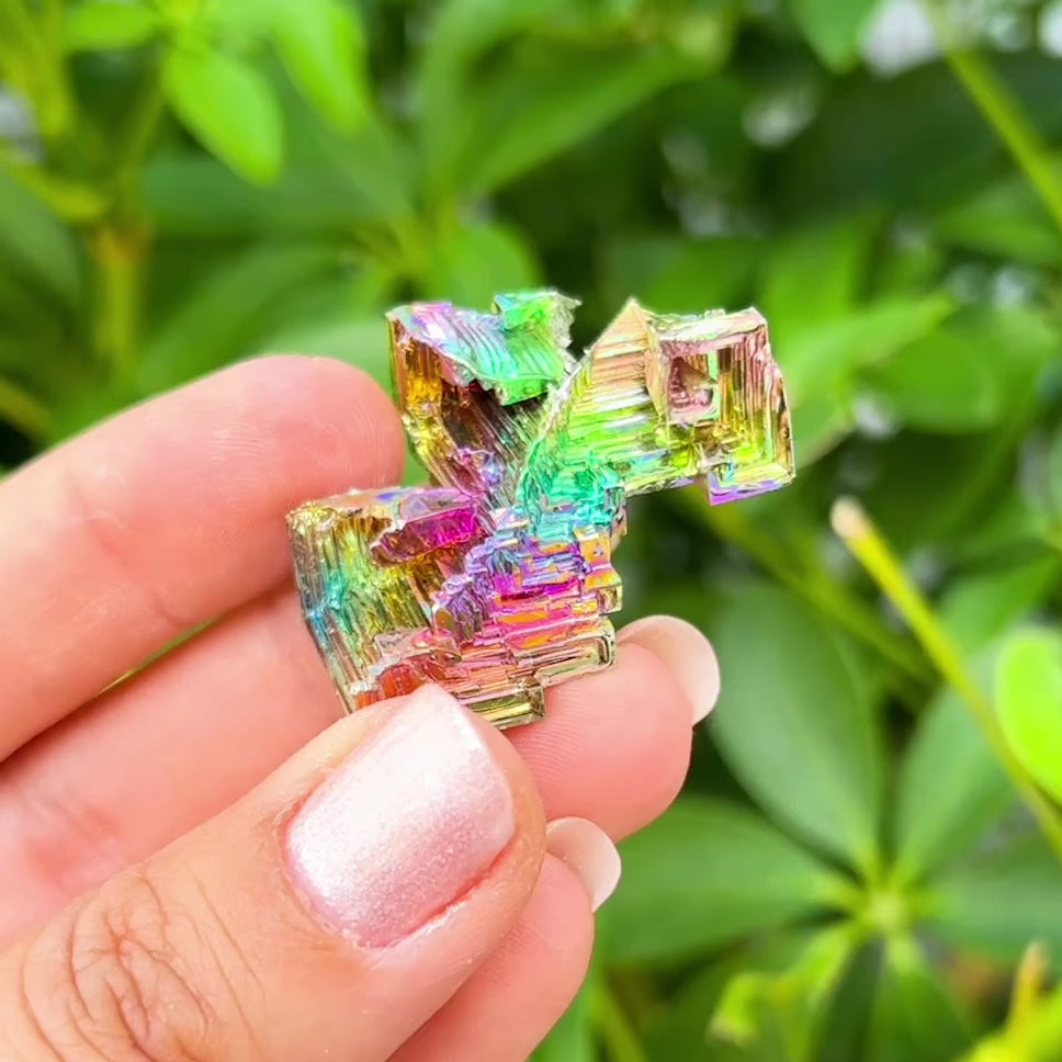 Looking for grade A quality Bismuth? Shop at Magic Crystals for Bismuth Crystals Cluster Specimen - Lab-Grown Stone. Brand new, 100% Bismuth rainbow crystals. They display beautifully at all angles. FREE SHIPPING AVAILABLE. Crystal Display Cluster Pyramid Metal Decor Rocks Minerals Specimen