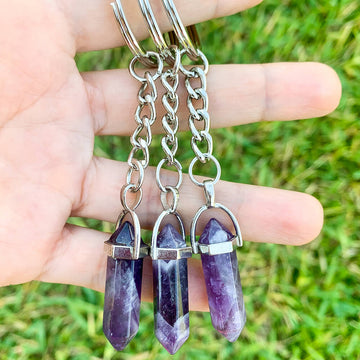 Amethyst Natural Stone Keychain - Crystal Keychain - Magic Crystals