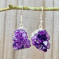 Shop for beautiful Natural Raw Amethyst Dangling Druzy Earrings, Silver Dipped Amethyst crystal at Magic Crystals. Magiccrystals.com offers excellent choice for women. available with FREE SHIPPING and in gold. Find a Gold Amethyst Earring or Silver Amethyst Earring when you shop at Magic Crystals. February birthstone.