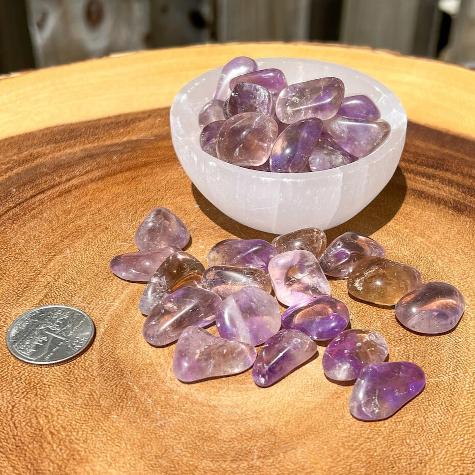 Looking for Ametrine Tumbles? Shop for Tumbled Stones, Natural Ametrine, Pocket Stones, Polished Crystals, Amethyst with Citrine at Magic Crystals. Magiccrystals.com  Rare Healing Crystal with FREE SHIPPING available. Powerful shielding from negative energy.