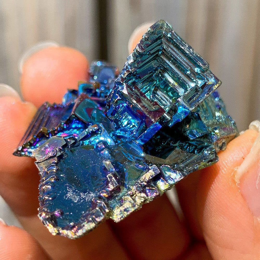 Looking for grade A quality Bismuth? Shop at Magic Crystals for Bismuth Crystals Cluster Specimen - Lab-Grown Stone. Brand new, 100% Bismuth rainbow crystals. They display beautifully at all angles. FREE SHIPPING AVAILABLE. Crystal Display Cluster Pyramid Metal Decor Rocks Minerals Specimen