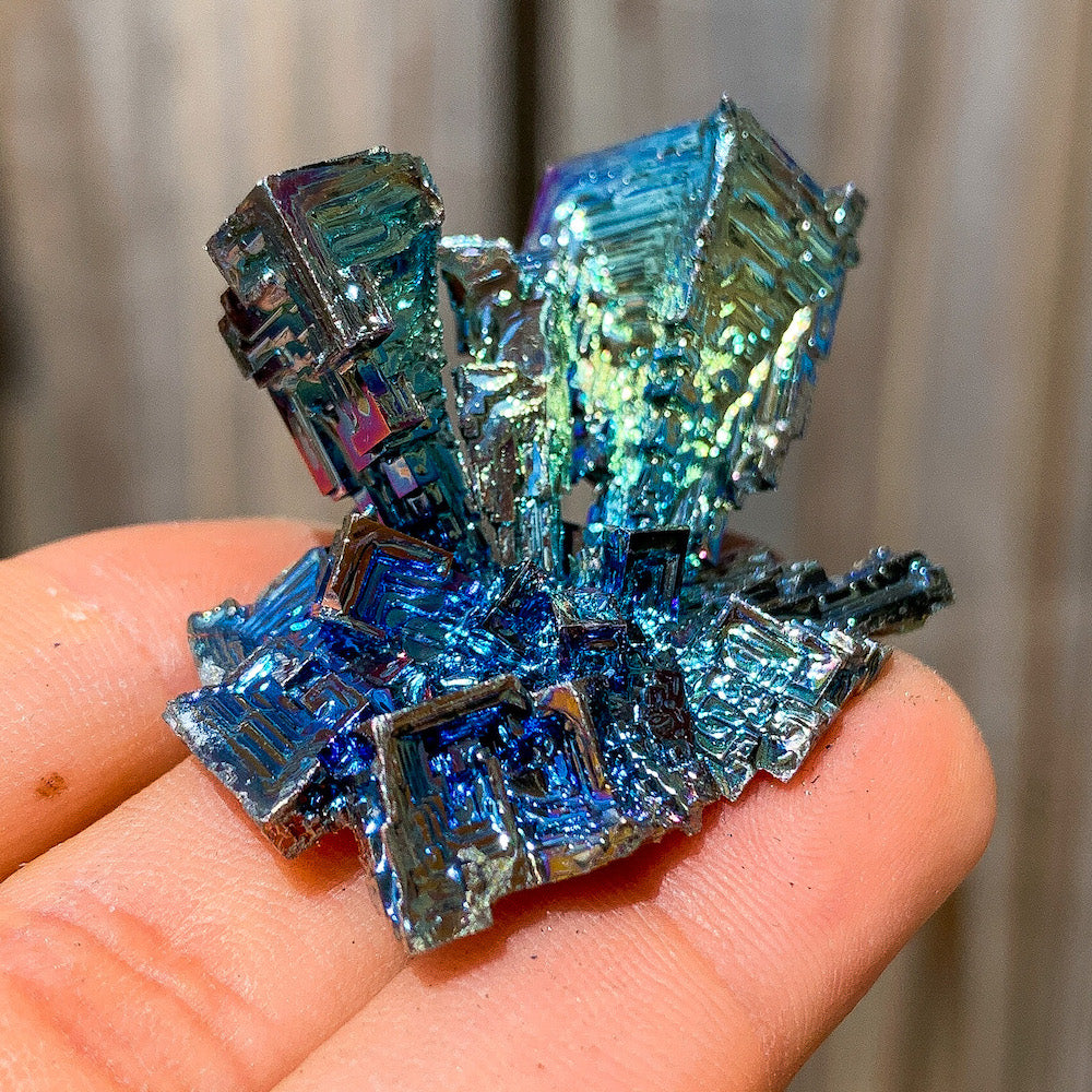 Looking for grade A quality Bismuth? Shop at Magic Crystals for Bismuth Crystals Cluster Specimen - Lab-Grown Stone. Brand new, 100% Bismuth rainbow crystals. They display beautifully at all angles. FREE SHIPPING AVAILABLE. Crystal Display Cluster Pyramid Metal Decor Rocks Minerals Specimen