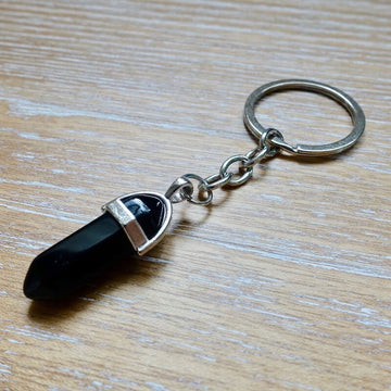 Strength Crystal Key Chain Angelite, Black Lava | i.am.gretchen