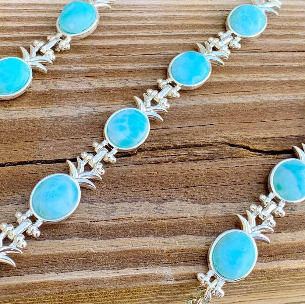 Adjustable Sterling silver natural Larimar hot bracelet