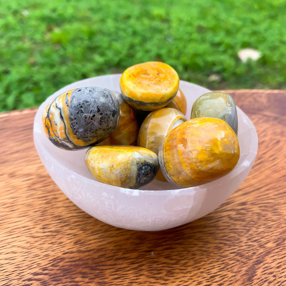 Bumblebee jasper, outlet emerald, and lemon quartz