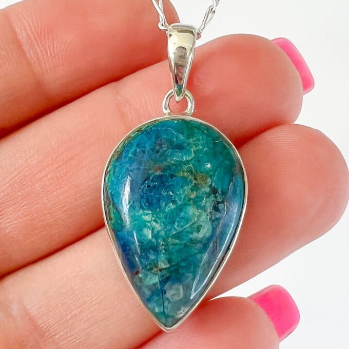 Chrysocolla Gemstone, Sterling Silver, Tree Branch top