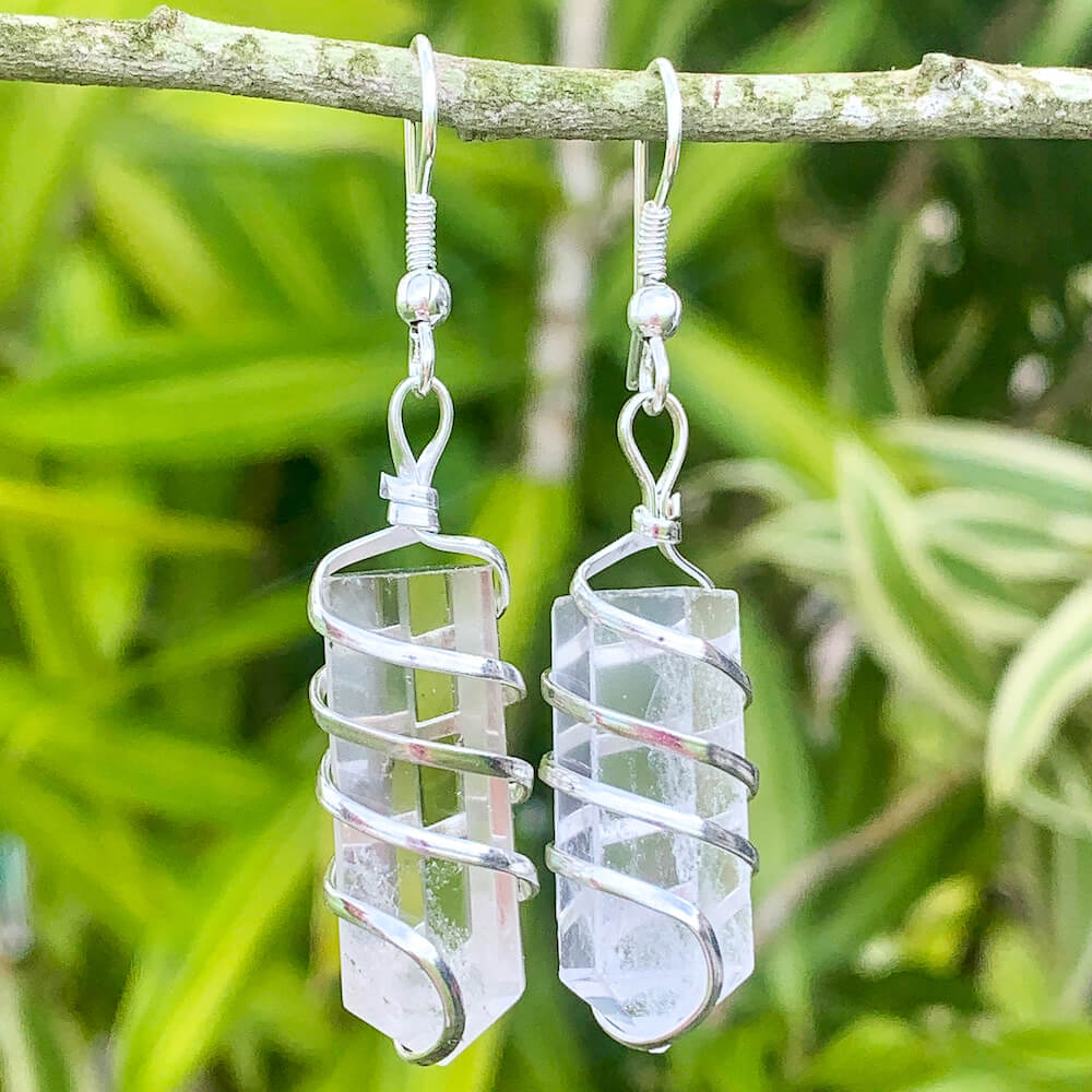 Silver outlet & Quartz Spiral Earrings