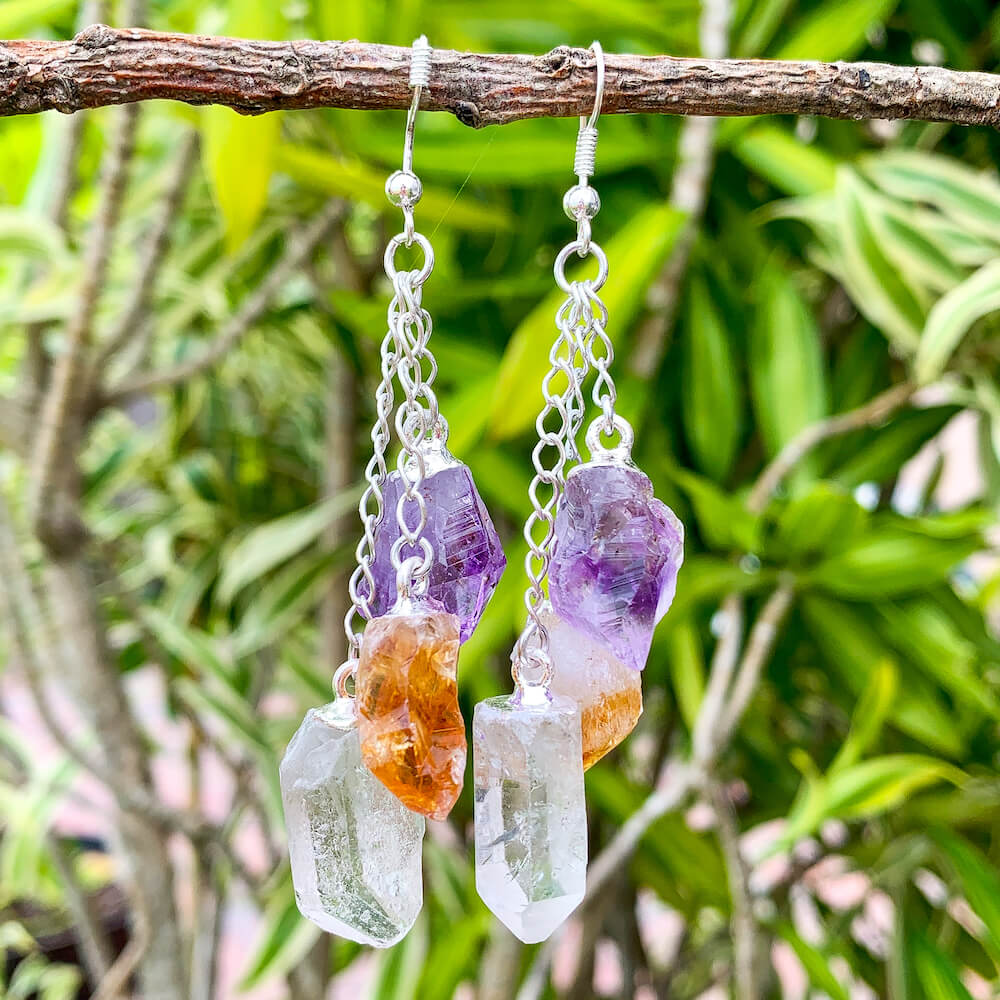 Amethyst and store citrine earrings