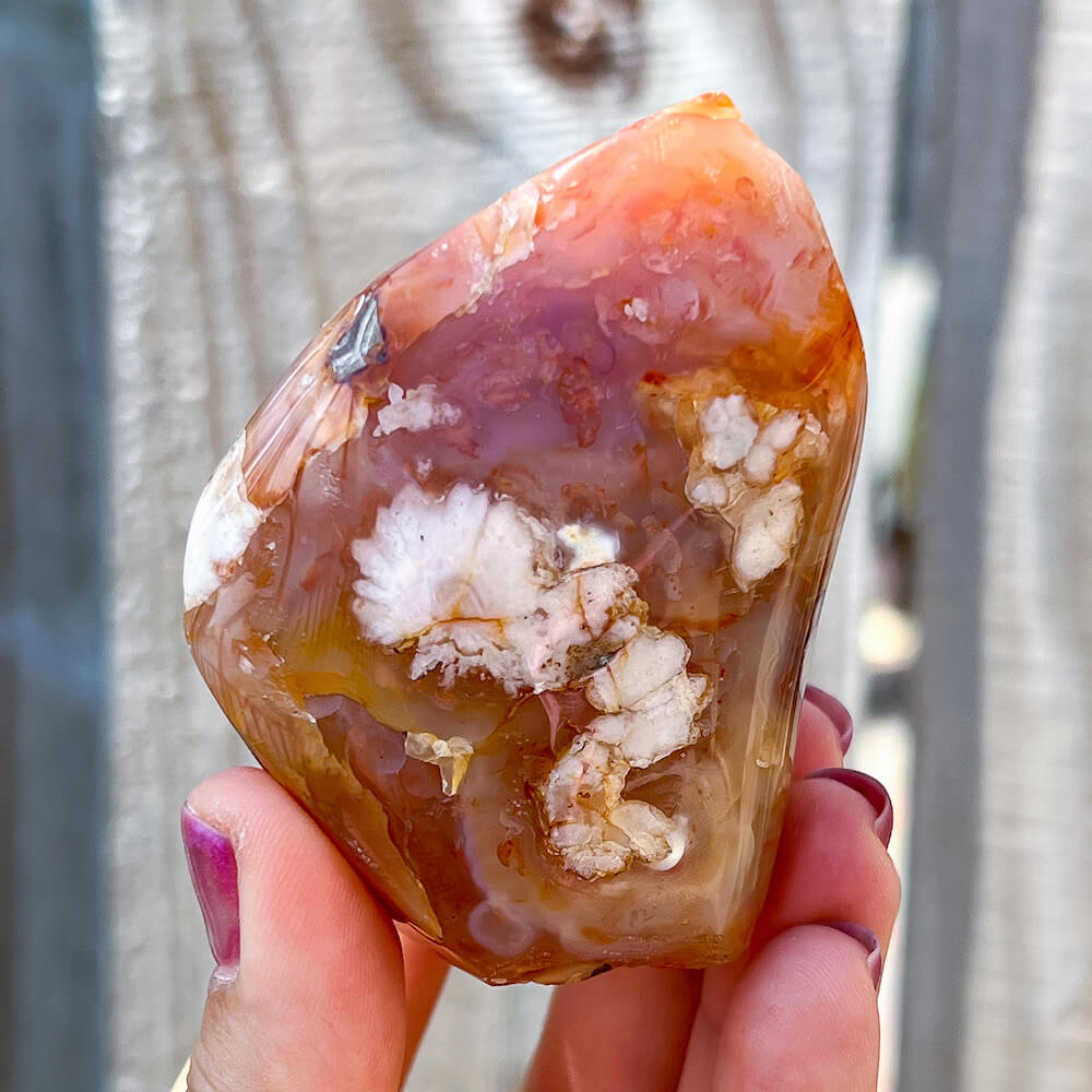 Natural Flower Agate Geode Crystal Flame Free Form Quartz Stone
