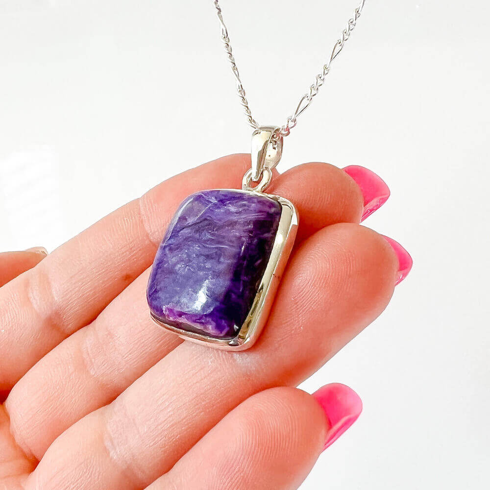 Natural charoite Pendant |Gemstone Necklace|Sterling silver 925 jewellery | women jewellery | gifts for outlet her