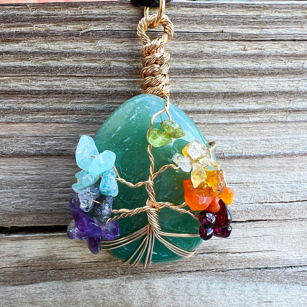 7 Chakra Tree Of Life Drop Necklace