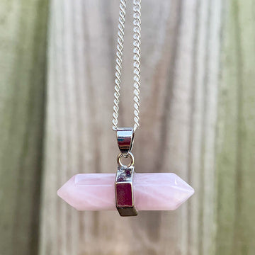 Crystal Gemstone Pendant Rose Quartz Healing Stone Necklace