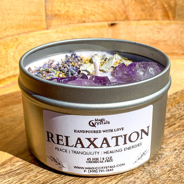Relaxation Gifts for Women Stress Relief Gift Set Crystal Candle Amethyst  Beaded Bracelet Lavender Scented Soy Candles Purple Healing Crystals