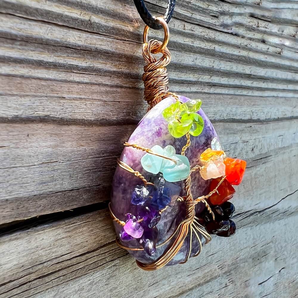 7 Chakra Tree Of Life Drop Necklace