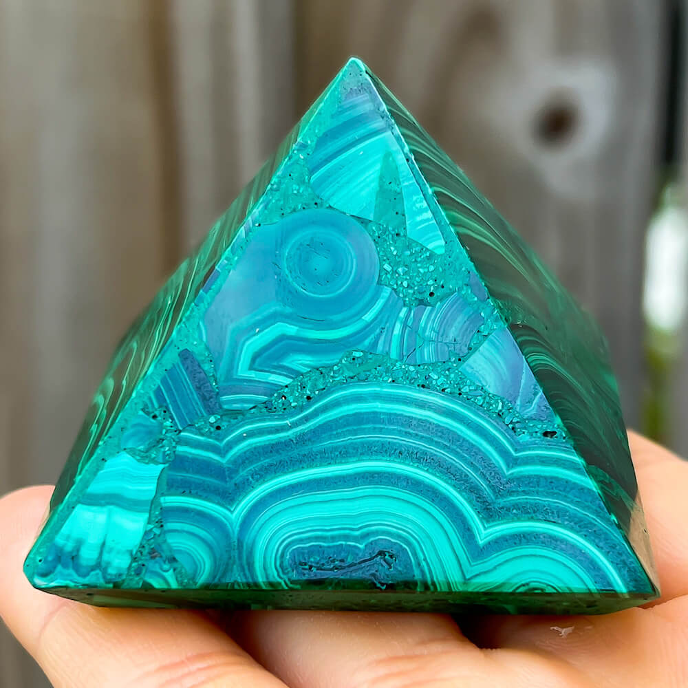 Malachite Pyramid - Grade A Malachite Sculpture - Malachite hot Carving - Healing Crystals and Stones - Heart Chakra