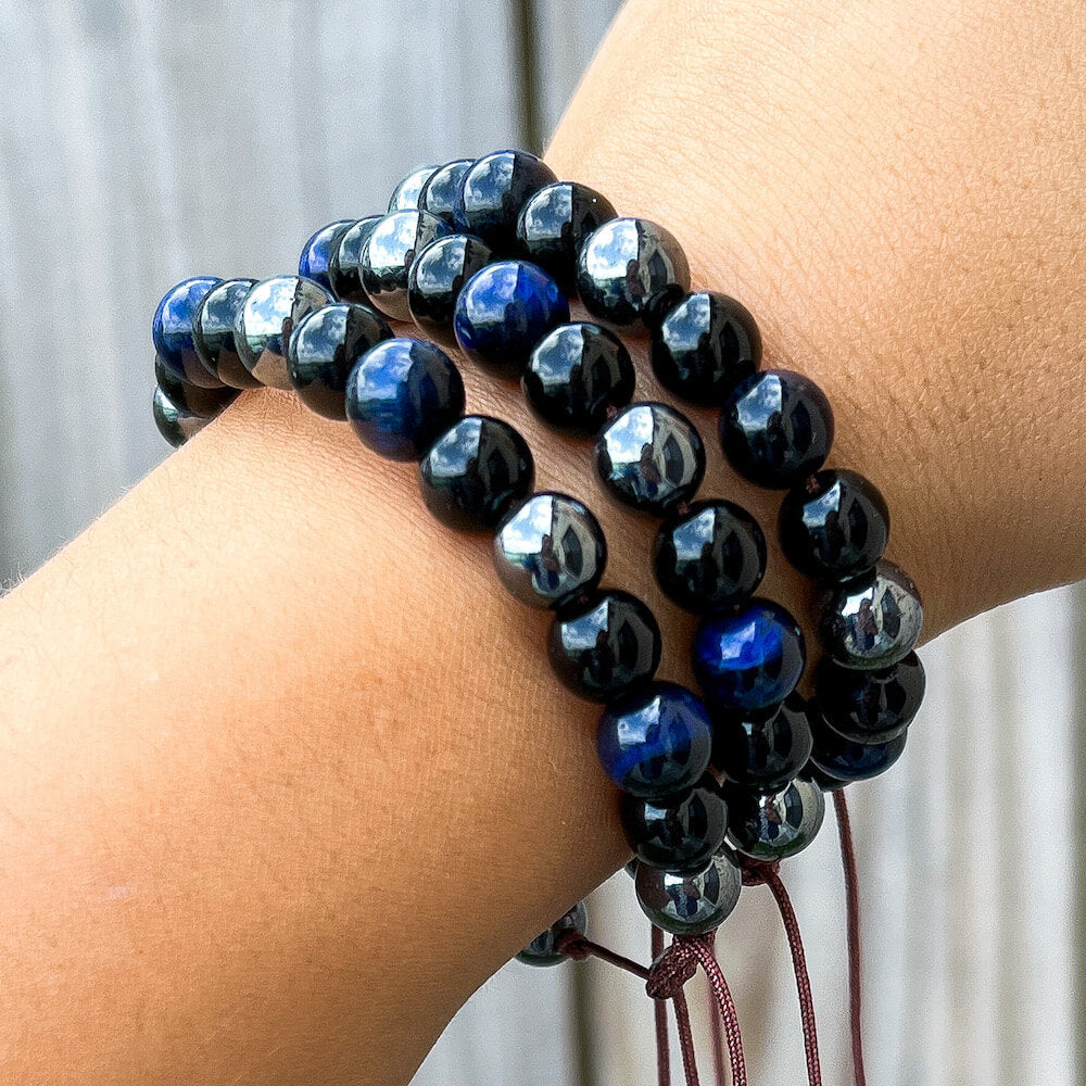 Blue Tiger Eye, Mandala + Mystic Labradorite, Czech Artisan Beads | EQUANIMITY | Gemstone Intention Bracelet | Significant by Kelle buy