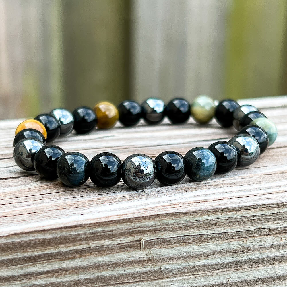 Tigers eye deals black obsidian hematite