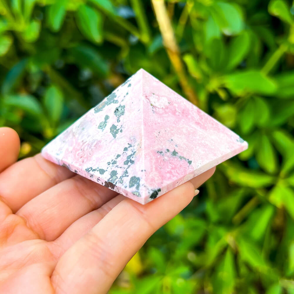 Shop for handmade Rhodonite Pyramid - Rhodonite Carved Pyramid - Rhodonite Stone at Magic Crystals. Rhodonite Polished Heart Healing Crystal Gemstone. Rhodonite is a wonderfully peaceful crystal. Enjoy FREE SHIPPING when you shop at magiccrystals.com