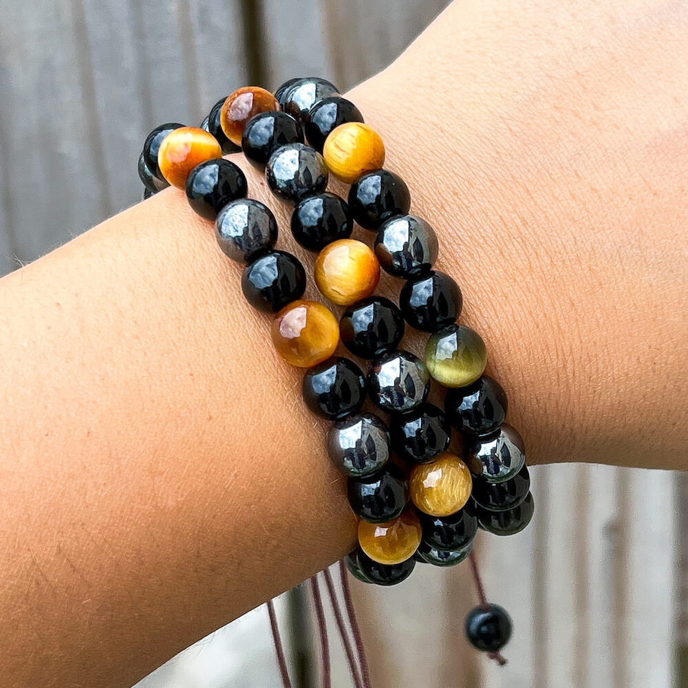 Tiger eye online and hematite bracelet