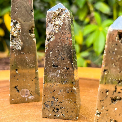 Shop from Magic Crystals One Rough Druzy Pyrite obelisk Metal Stand, obelisk Pyrite Chunk on Stand, Point on Stand Pin, Fools Gold. Pyrite obelisk Protect Stone, Rough Pyrite, Raw Pyrite obelisk! Pyrite stone. We carry a wide variety of clear quartz gemstones, and quartz specimens. FREE SHIPPING AVAILABLE.