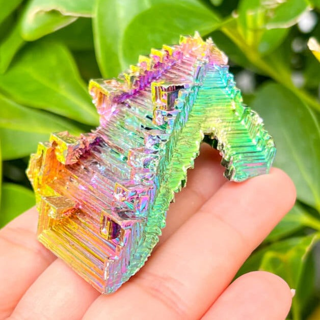 Looking for grade A quality Bismuth? Shop at Magic Crystals for Bismuth Crystals Cluster Specimen - Lab-Grown Stone. Brand new, 100% Bismuth rainbow crystals. They display beautifully at all angles. FREE SHIPPING AVAILABLE. Crystal Display Cluster Pyramid Metal Decor Rocks Minerals Specimen