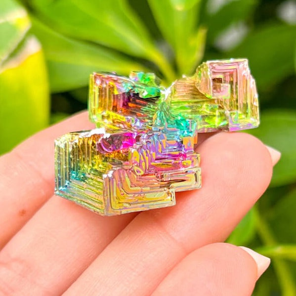 Looking for grade A quality Bismuth? Shop at Magic Crystals for Bismuth Crystals Cluster Specimen - Lab-Grown Stone. Brand new, 100% Bismuth rainbow crystals. They display beautifully at all angles. FREE SHIPPING AVAILABLE. Crystal Display Cluster Pyramid Metal Decor Rocks Minerals Specimen