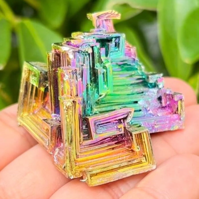 Looking for grade A quality Bismuth? Shop at Magic Crystals for Bismuth Crystals Cluster Specimen - Lab-Grown Stone. Brand new, 100% Bismuth rainbow crystals. They display beautifully at all angles. FREE SHIPPING AVAILABLE. Crystal Display Cluster Pyramid Metal Decor Rocks Minerals Specimen