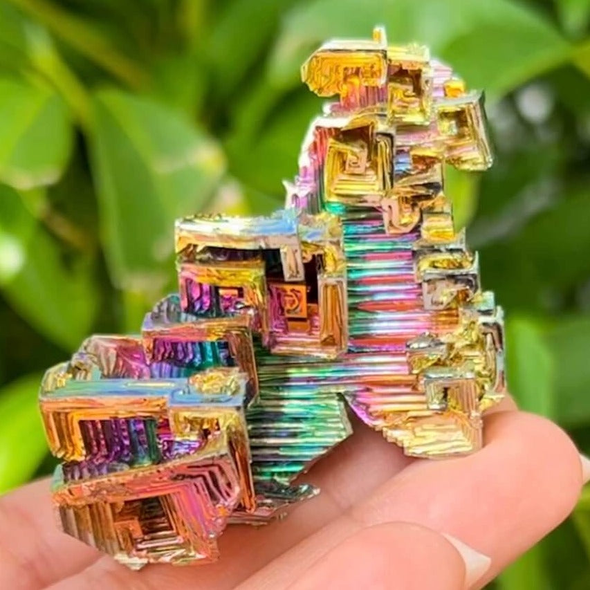 Looking for grade A quality Bismuth? Shop at Magic Crystals for Bismuth Crystals Cluster Specimen - Lab-Grown Stone. Brand new, 100% Bismuth rainbow crystals. They display beautifully at all angles. FREE SHIPPING AVAILABLE. Crystal Display Cluster Pyramid Metal Decor Rocks Minerals Specimen