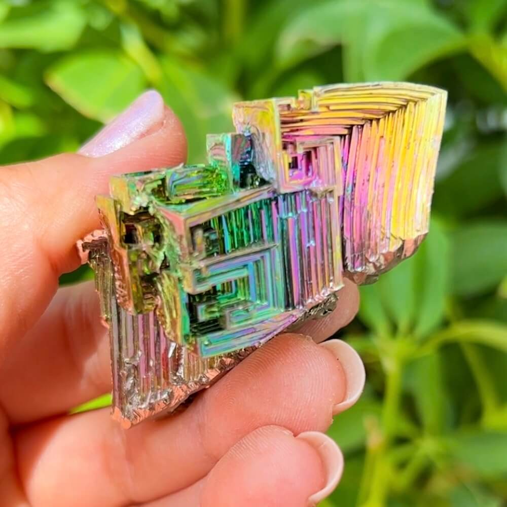 Looking for grade A quality Bismuth? Shop at Magic Crystals for Bismuth Crystals Cluster Specimen - Lab-Grown Stone. Brand new, 100% Bismuth rainbow crystals. They display beautifully at all angles. FREE SHIPPING AVAILABLE. Crystal Display Cluster Pyramid Metal Decor Rocks Minerals Specimen