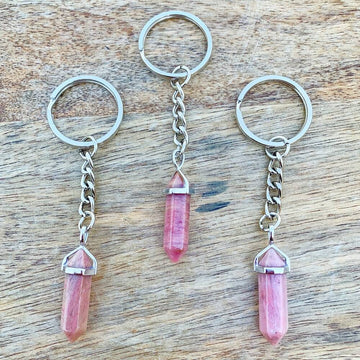 Goldstone and Natural Sunstone Gold Keychain Crystal Keychain