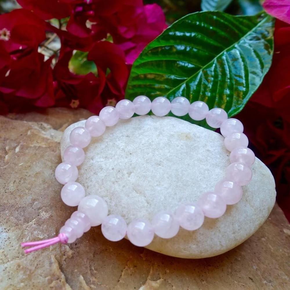 Rose Quartz Bracelet | Buy Online Rose Quartz Crystal Bracelet - Shubhanjali