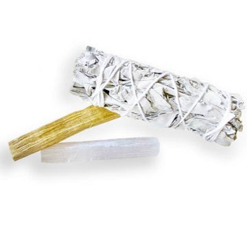 Smudge Kit Sage, Palo Santo and Selenite Stick - Magic Crystals