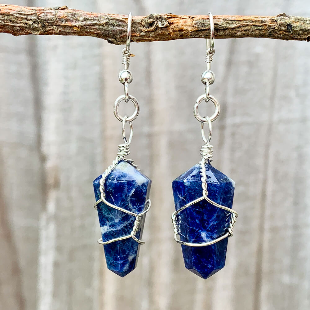 Vintage Natural retailer Blue and White Sodalite Hand Made Sterling Silver Dangle Earrings FREE SHIPPING! #SODAL-ERG16