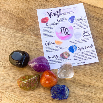 10 piece Tumbled Healing Crystals Set, Amethyst Carnelian Sodalite Citrine +