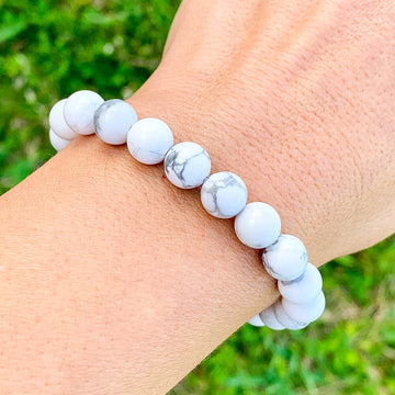 Amethyst Rose Gold Bracelet with Howlite and White Jade